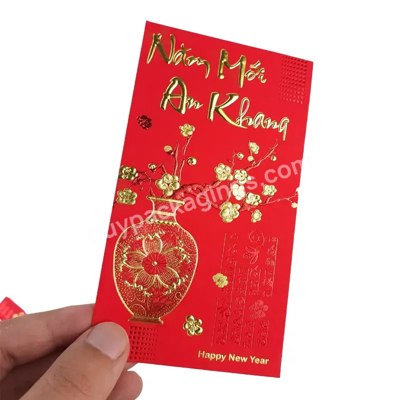 2024 New Customized Chinese New Year Red Pocket Envelope With Gold Foil Logo Custom For Lucky Money Packaging