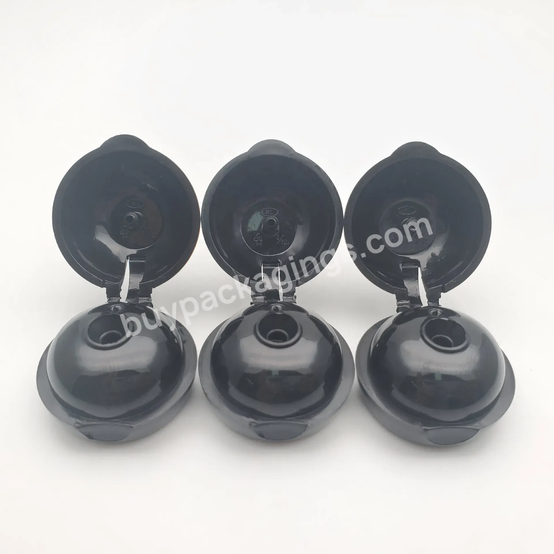 20/410 Round Ball Shape Plastic Pp Black Flip Top Cap Lid