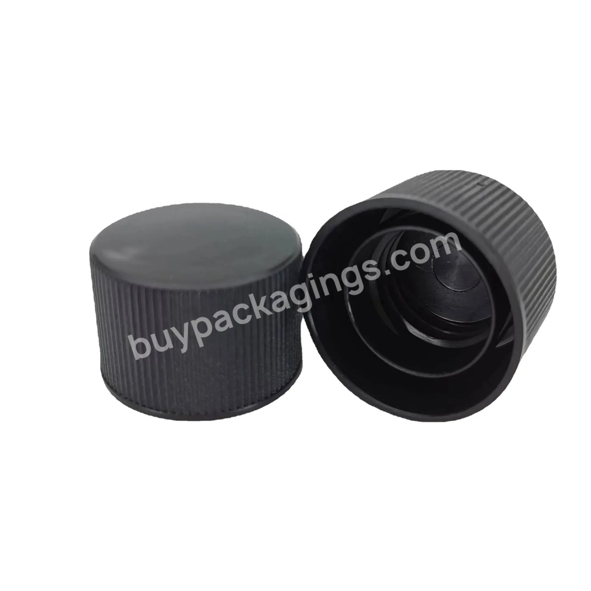 20/410 Two Double Layers Black Ribbed Plastic Pp Screw Cap Lid