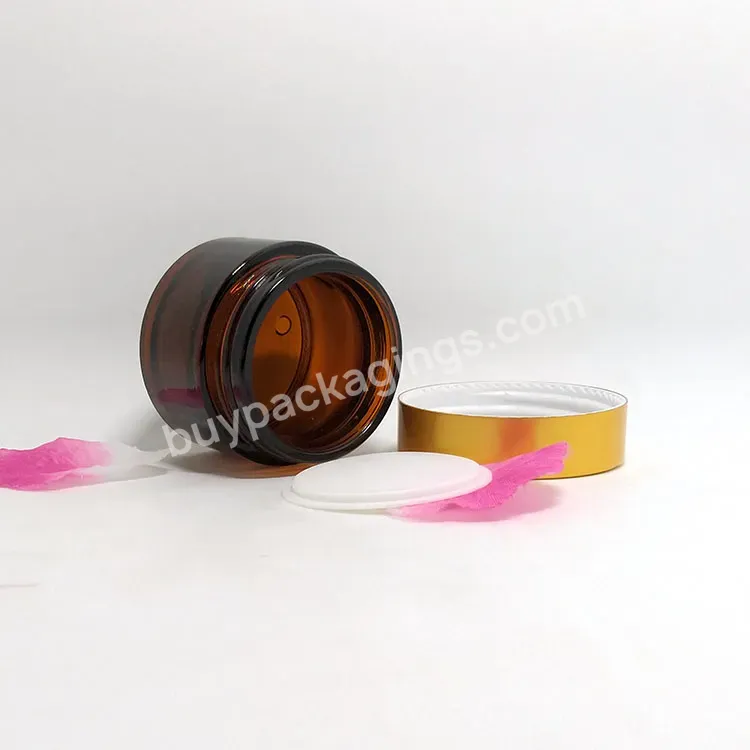 20g 30g 50g 60g 100g Cosmetic Container Facial Cream Jars Amber Glass Jar With Gold Silver Black Lid Caps In Stock - Buy Glass Jar For Cosmetic Cream,Glass Jar For Cream,Face Cream Glass Jar.