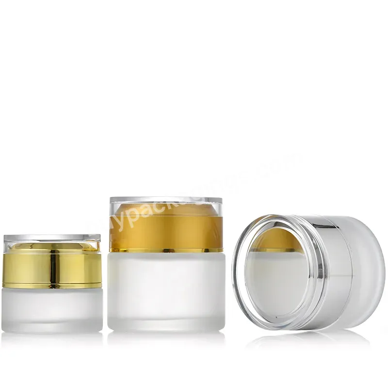 20g 30g 50g Wholesale Transparent High Cap Cream Jar Frosting Cream Bottle Glass Cosmetic Foundation Jar