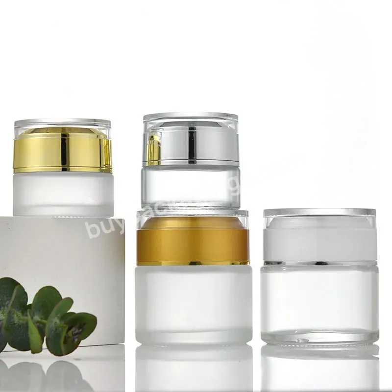 20g 30g 50g Wholesale Transparent High Cap Cream Jar Frosting Cream Bottle Glass Cosmetic Foundation Jar