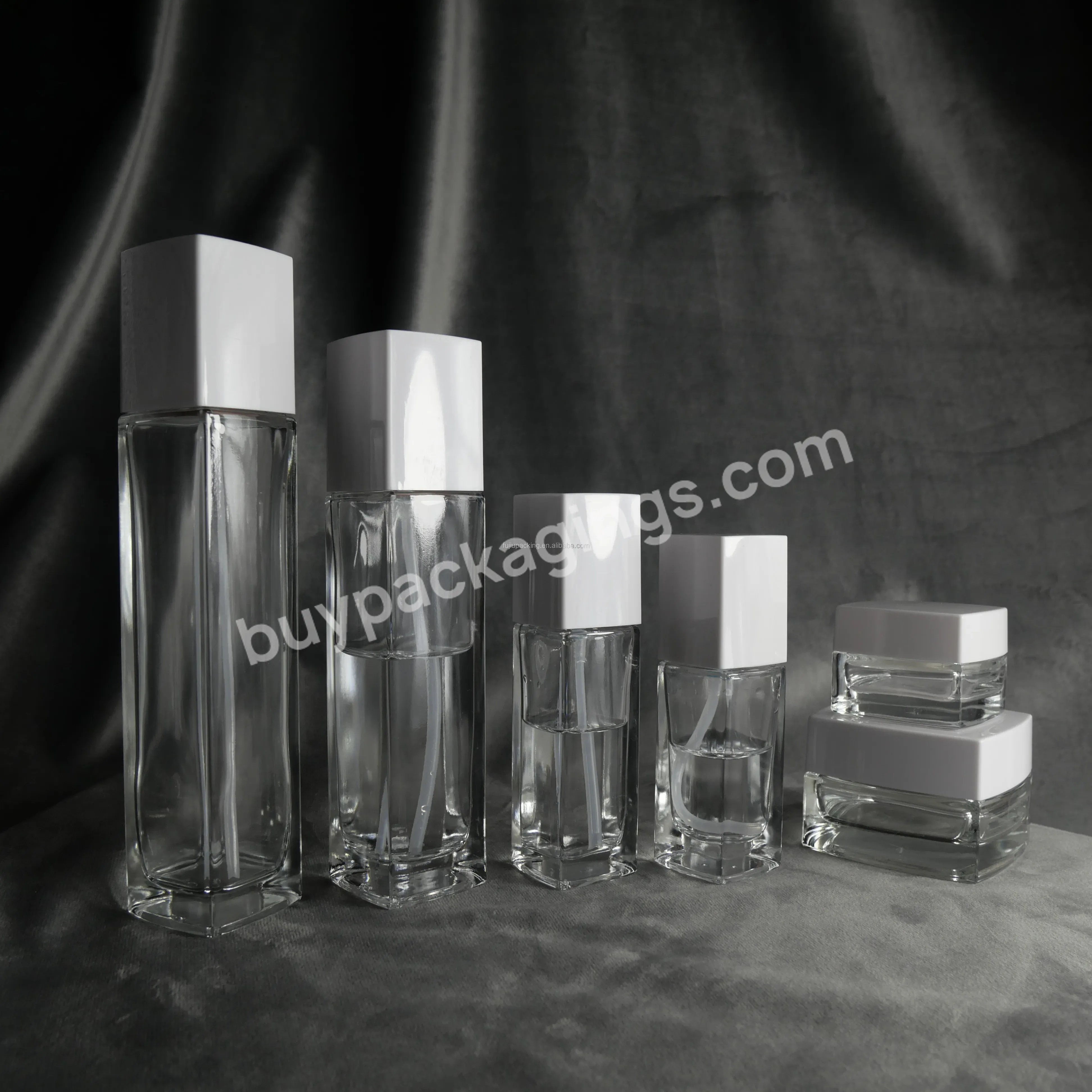 20g 50g 40ml 100ml 120ml Customized Square Glass Cosmetic Jars Lotion Pump Bottles For Skin Care Product Lotion Bottle With Pump