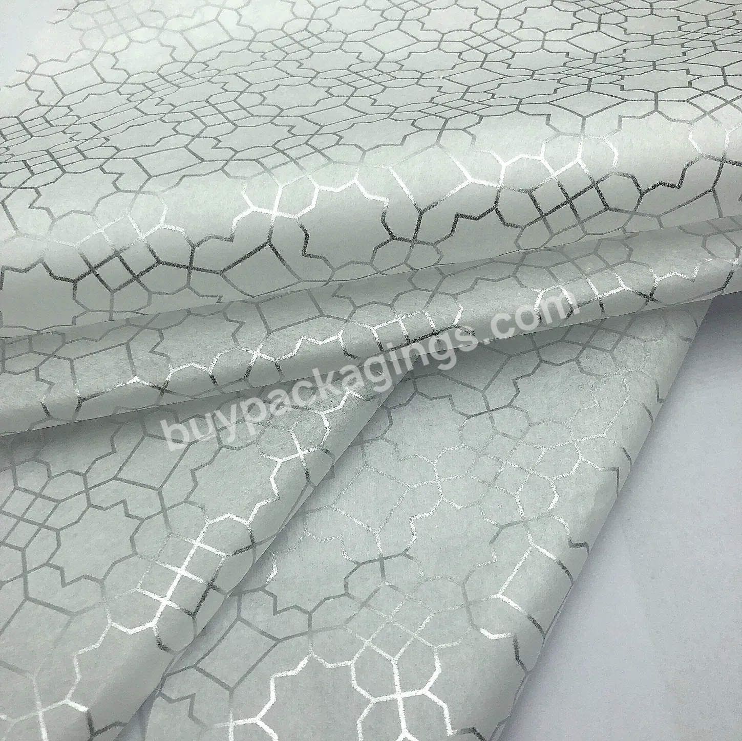 20gsm White Wrapping Tissue Paper With Company Brand Name Silver Color Logo For T-shirt