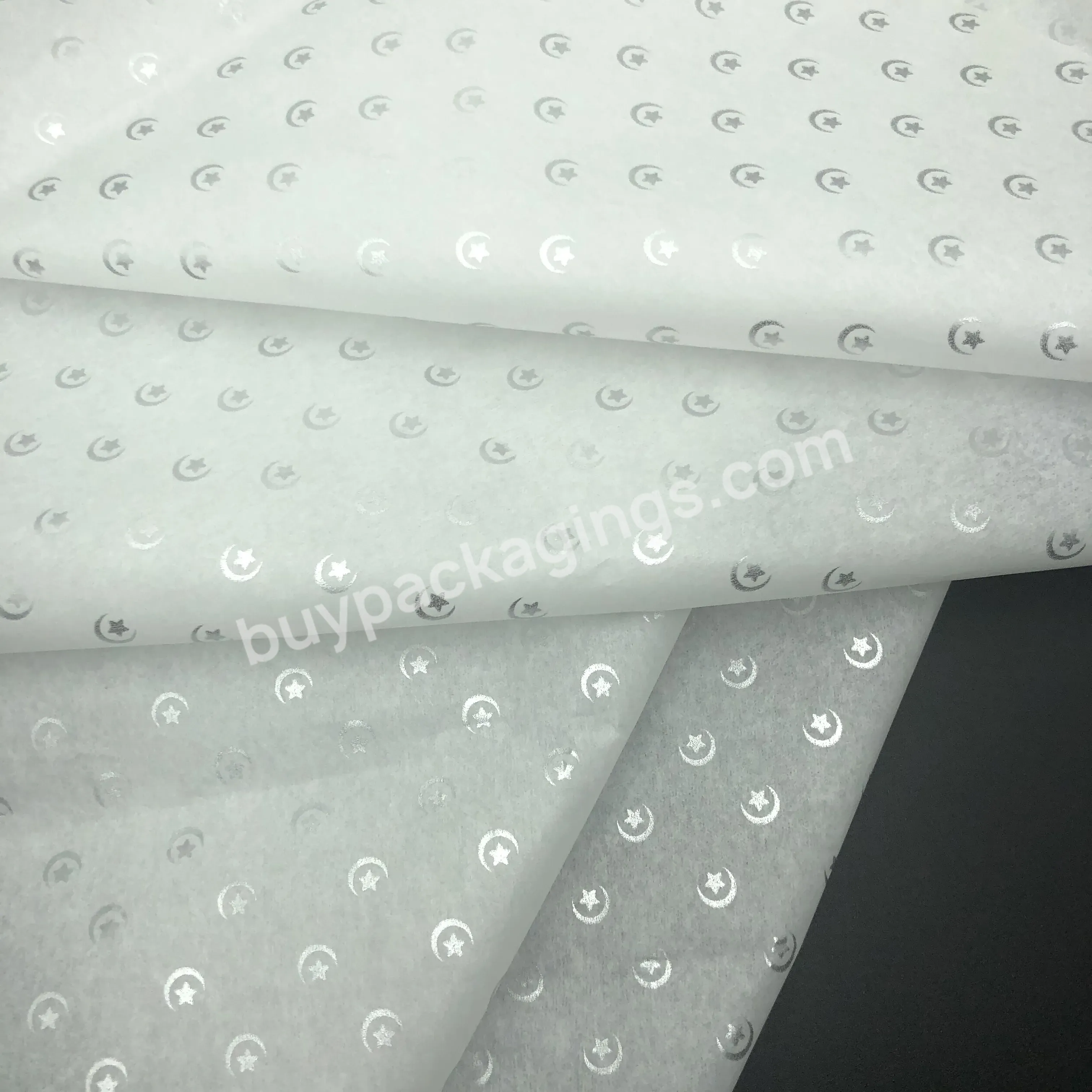 20gsm White Wrapping Tissue Paper With Company Brand Name Silver Color Logo For T-shirt