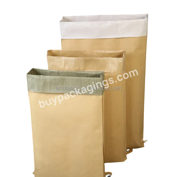 20kg 25kg 40kg 50kg Composite Kraft Woven Paper Bag For Cement Coal Sacks