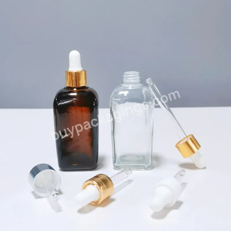 20ml 30ml 00ml Square Clear Glass Bottle With Dropper Spray For Essential Oil Perfume