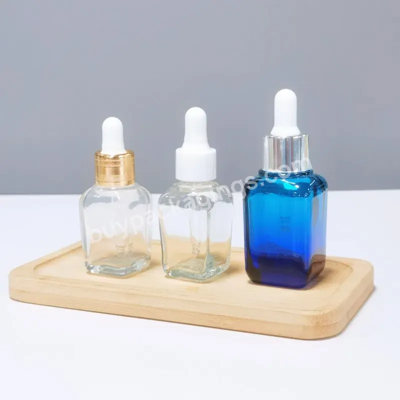 20ml 30ml 00ml Square Clear Glass Bottle With Dropper Spray For Essential Oil Perfume