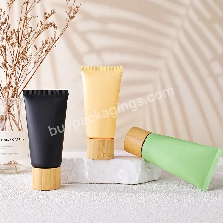 20ml 30ml 50ml 100ml 120ml 150ml Recyclable Bamboo Screw Cap Empty Bright Color Squeeze Plastic Facial Cleanser Hand Cream Tubes