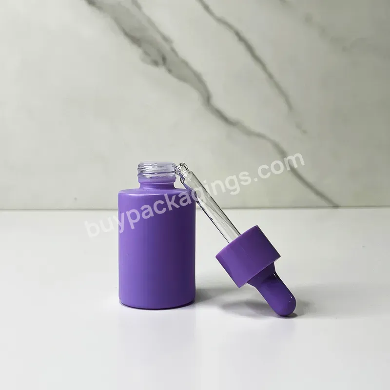 20ml 30ml 50ml 100ml 1oz Colorful Frosted Purple Flat Shoulder Glass Serum Dropper Bottles For Cosmetic Face Skincare