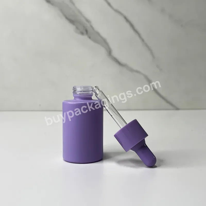 20ml 30ml 50ml 100ml 1oz Purple Colorful Frosted Red Flat Shoulder Glass Serum Dropper Bottles With Dropper