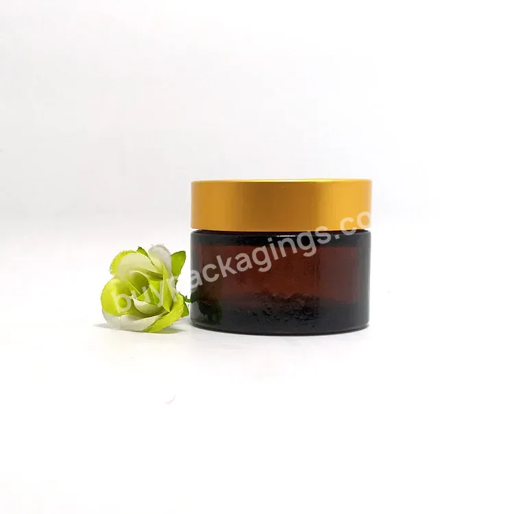 20ml 30ml 50ml 100ml Cosmetic Container Facial Cream Ointment Jars Amber Glass Jar With Gold Silver Black Lid Caps In Stock