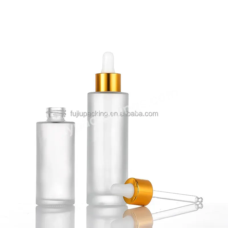 20ml 30ml 50ml 100ml Essential Oil Serum Flat Shoulder Frosted Clear Glass Dropper Bottle For Eye Cream With Pipette