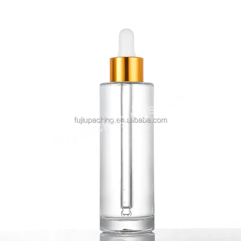 20ml 30ml 50ml 100ml Essential Oil Serum Flat Shoulder Frosted Clear Glass Dropper Bottle For Eye Cream With Pipette