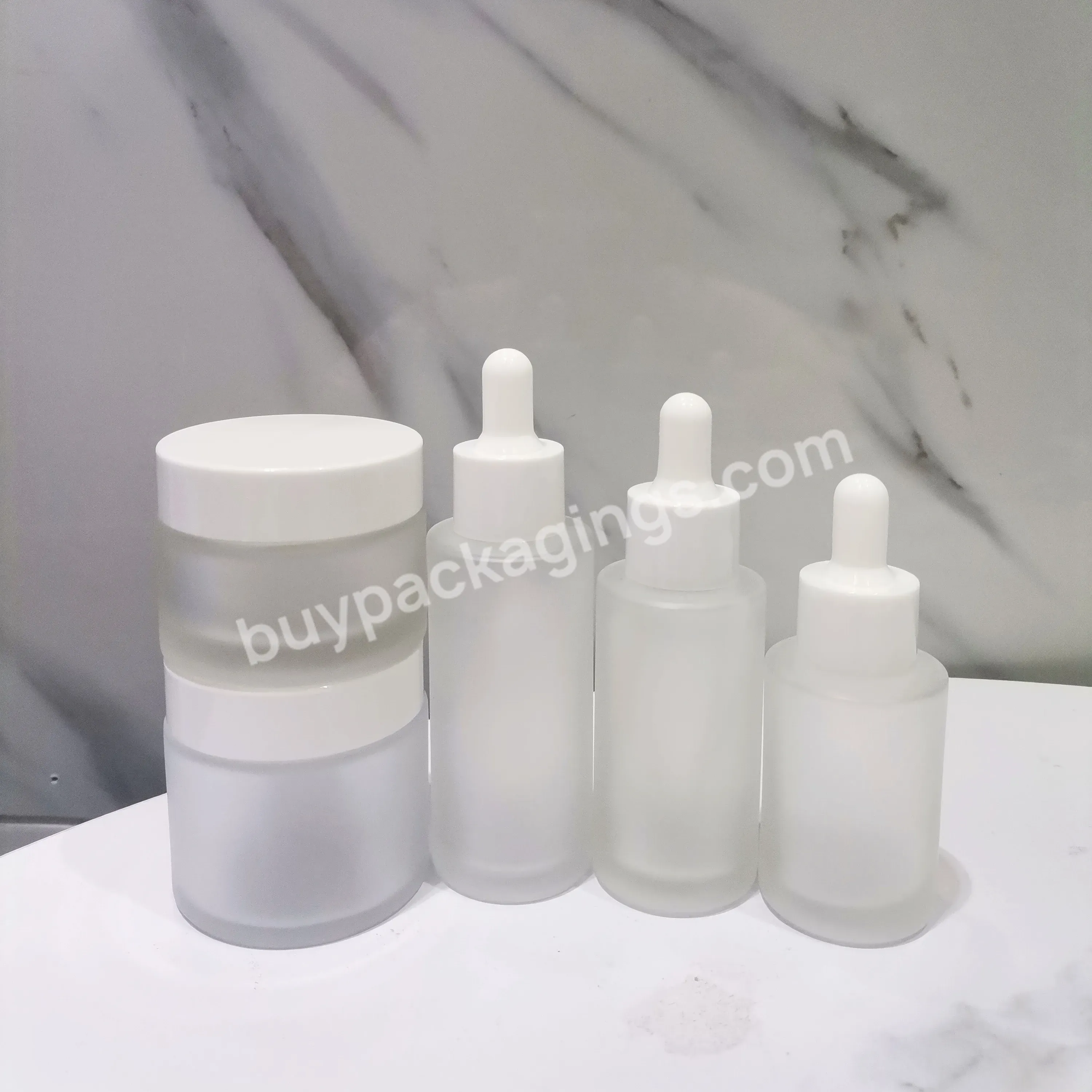 20ml 30ml 50ml 100ml Essential Oil Serum Flat Shoulder Frosted Clear Glass Dropper Bottle With Pipette