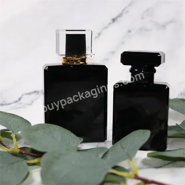 20ml 30ml 50ml 100ml Flat Square Matte Black Glass Perfume Spray Bottle Wuth Acrylic Cover