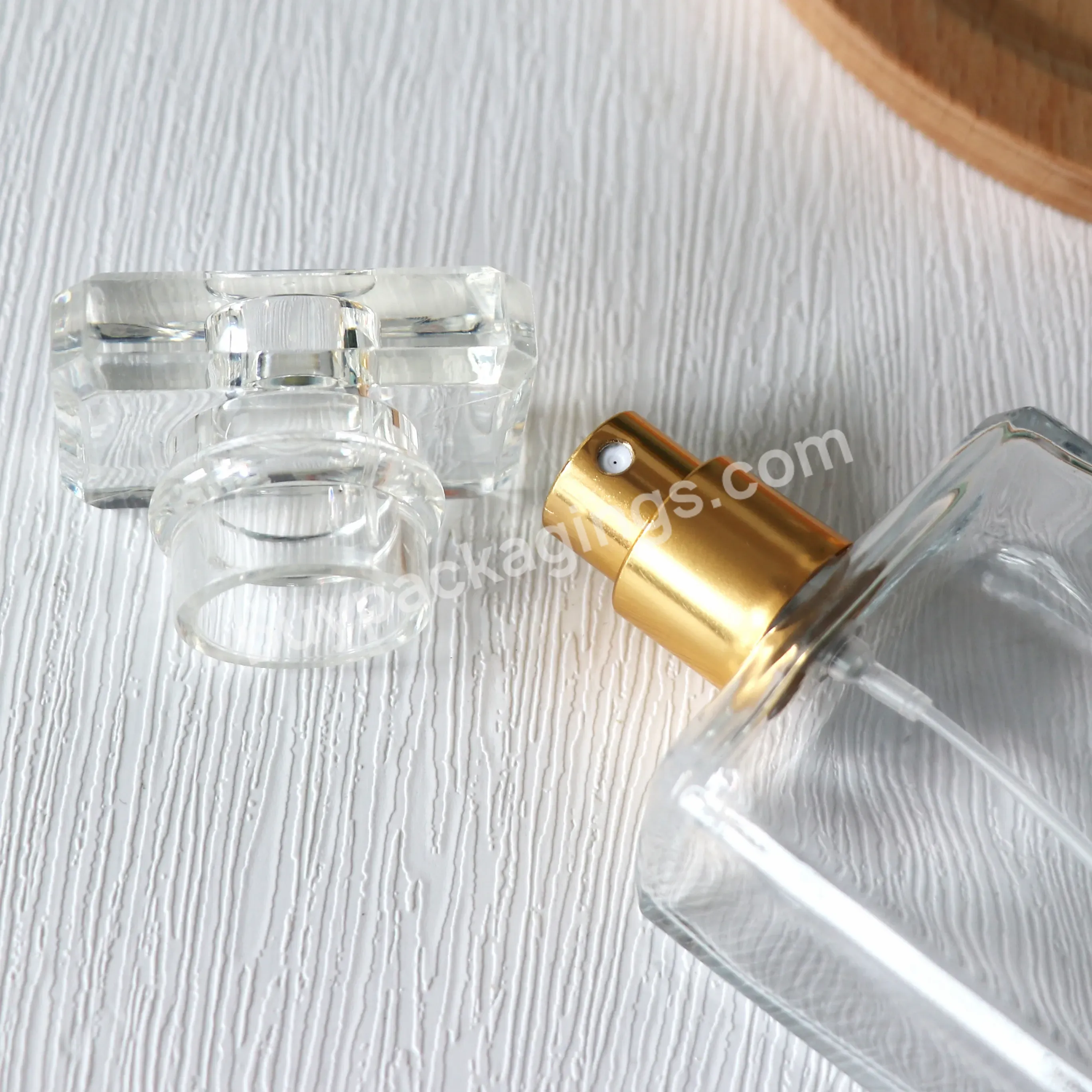 20ml 30ml 50ml 100ml Flat Square Spray Glass Perfume Bottle With Gold Spray