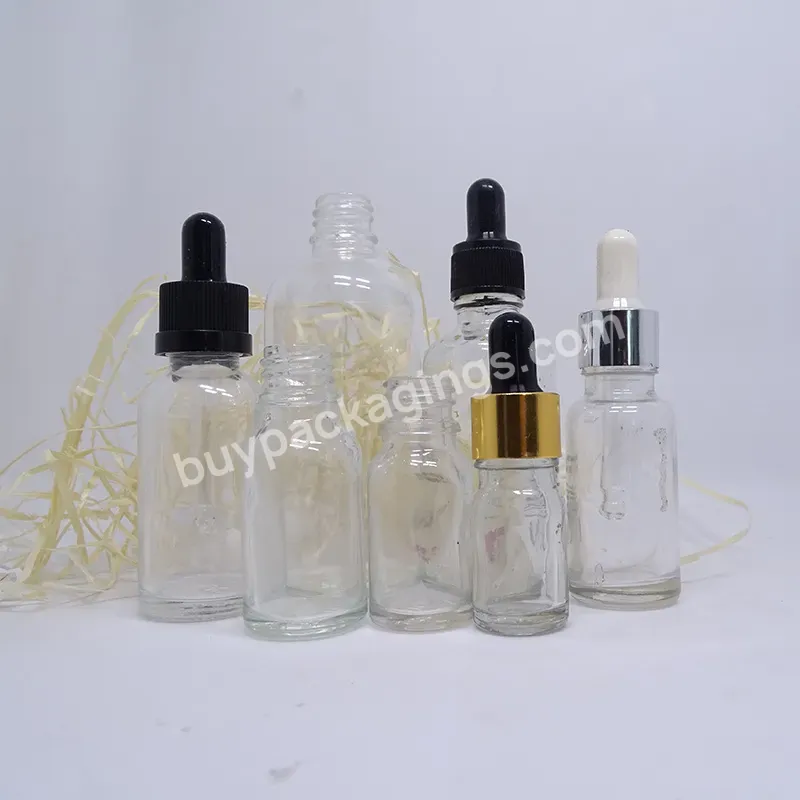 20ml 30ml 50ml 100ml Square Transparent Clear Cosmetic Packaging Fancy Essential Oil Round Glass Dropper Bottles For Skincare