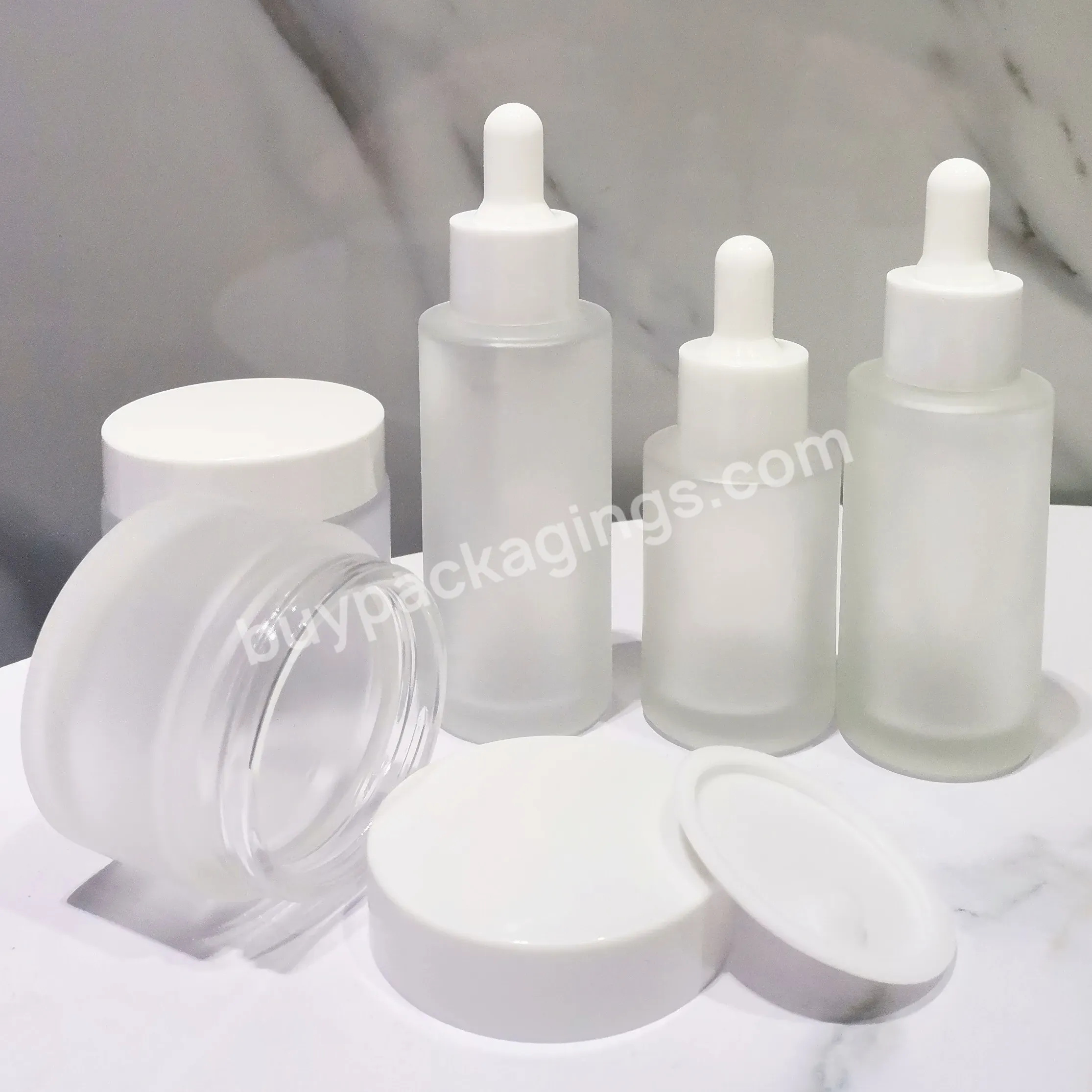 20ml 30ml 50ml 60ml Essential Oil Serum Flat Water Shoulder Frosted Glass Dropper Bottle Glass Cosmetic Serum Dropper Bottle