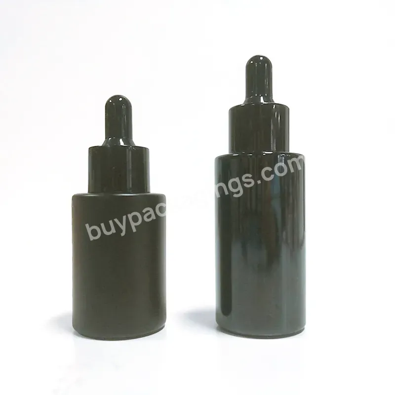 20ml 30ml 50ml Flat Pink Customizable Serum Essential Oil Bottle Cosmetic Black Glass Dropper Bottle With Jar Packaging