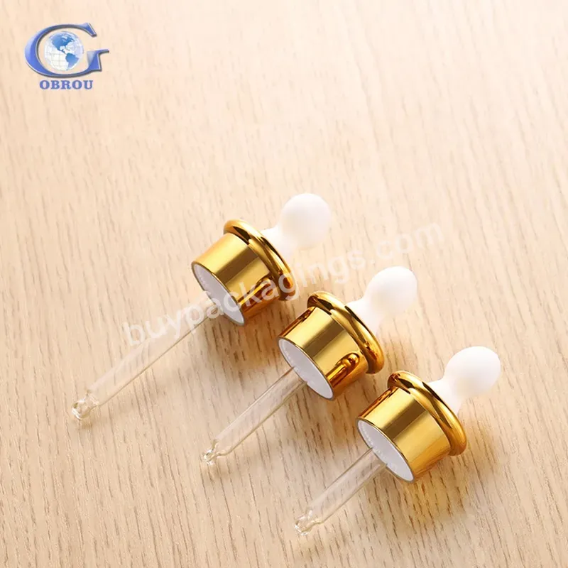 20ml 30ml 50ml Luxury Empty Cosmetic Clear Glass Essential Oil Bottle Serum Dropper Bottles With Gold Collar Dropper