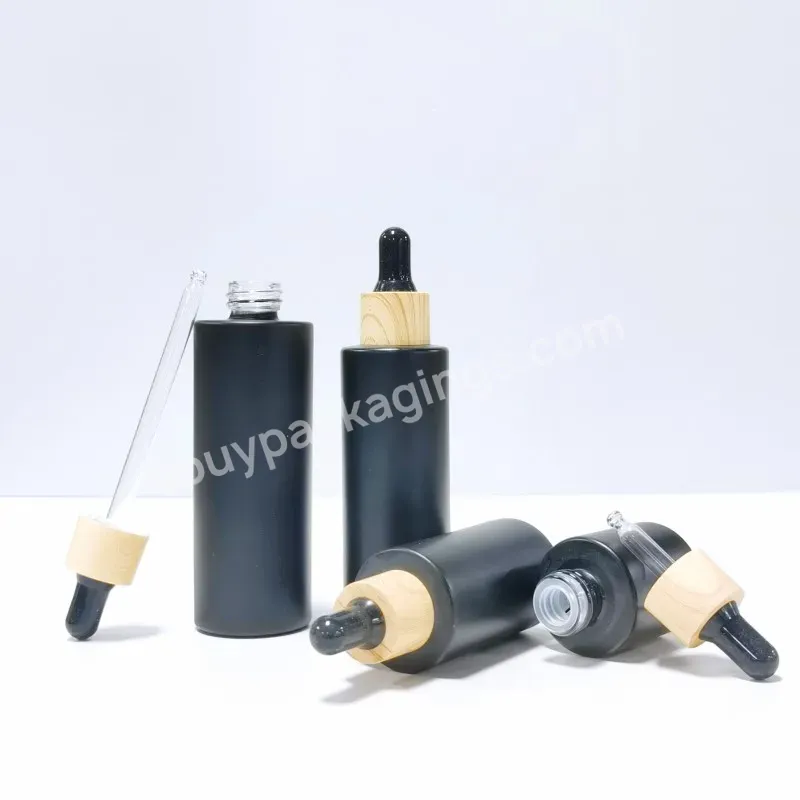 20ml 40ml 60ml 80ml Flat Shoulder Frosted Clear Amber Essential Oil Serum Glass Dropper Bottle With