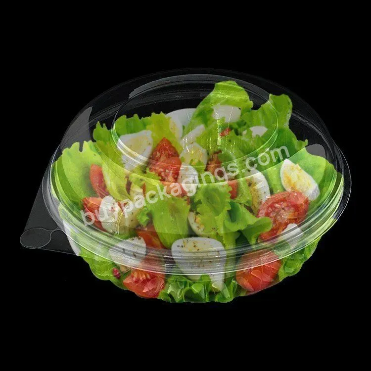 20oz 600ml Custom Blister Round Plastic Takeaway Fruit Box Clear Disposable Salad Container For Lunch With Dome Lid