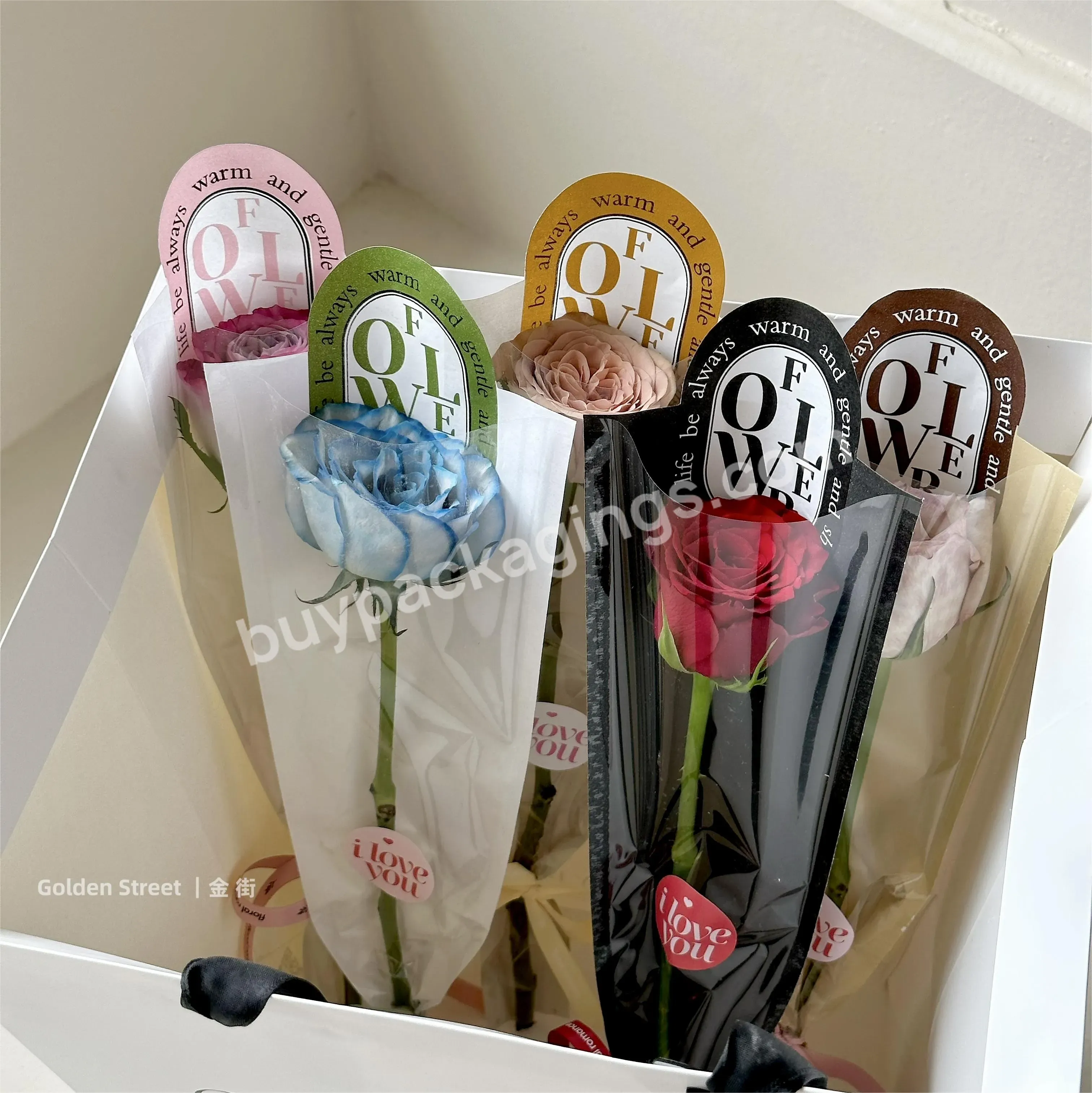 20pcs/bag Single Flower Bag Plastic Flower Bag Clear Cellophane Transparent Single Fresh Flower Floral Wrapping Paper