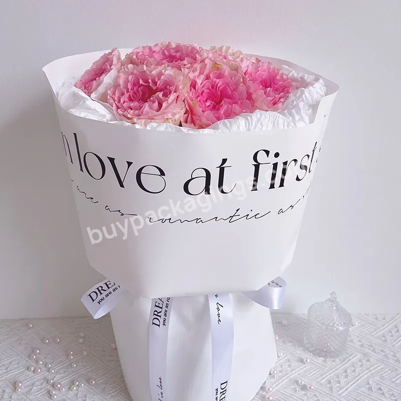 20pcs/lot Solid Color Love Letter Printed Waterproof Craft Paper Plastic Bouquet Wrapping Paper For Flower Shop Supplies