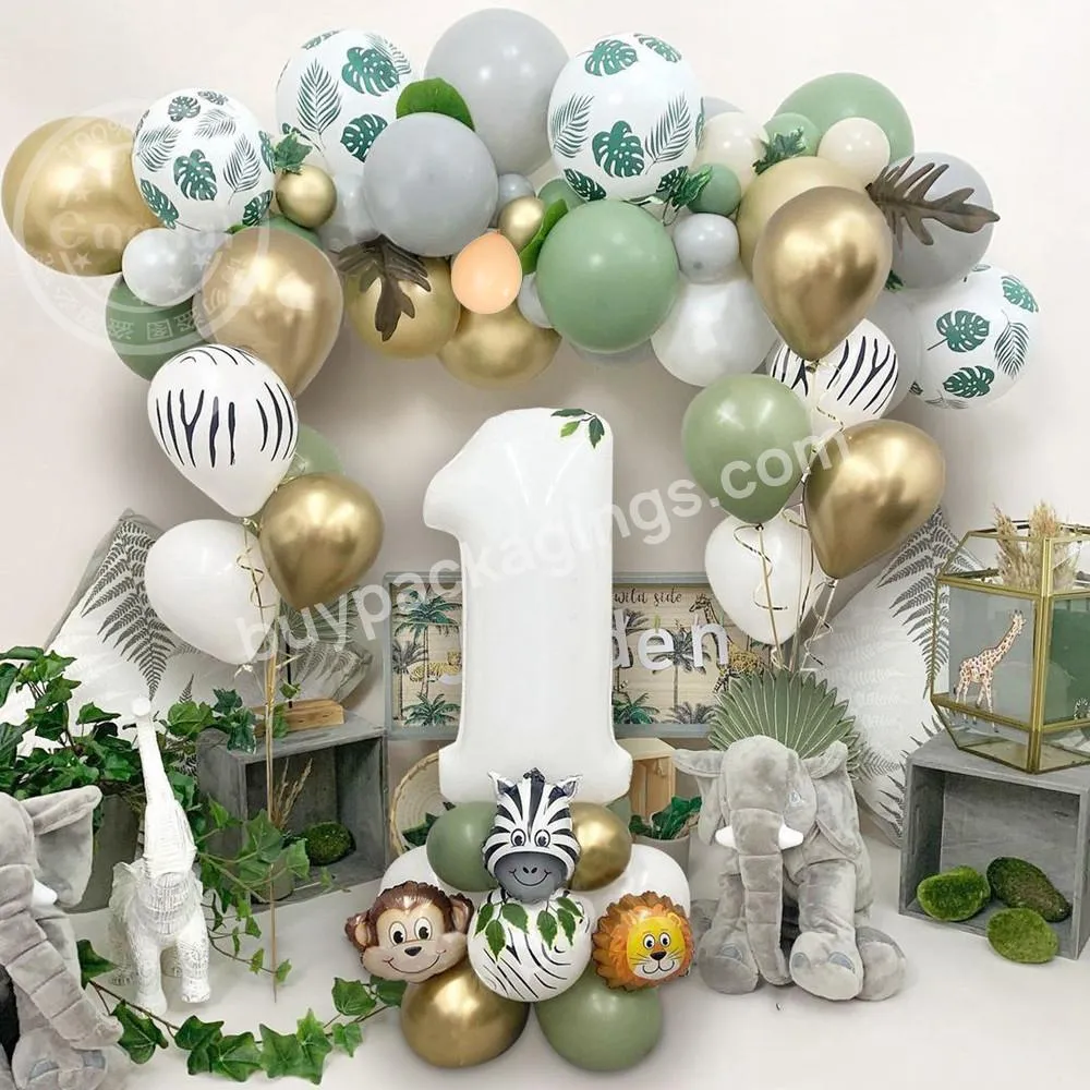 2152pcs Avocado Green Metal Gold Retro Latex Balloons Wedding Birthday Party Kids Animals Helium Globos Baby Shower Decorations