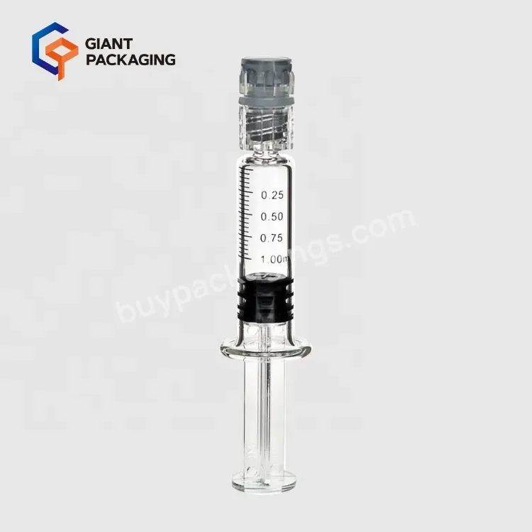 2.25ml 3ml 5ml Borosilicate Child Resistant Luer Lock /cap Plastic/stainless Metal Plunger Dual Disposable Glass Syringe 1ml