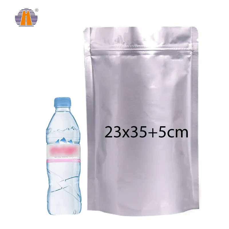 23x35 In Stock Silver Food Zip Lock Plastic Zipper Packaging Ziplock Aluminum Foil Stand Up Pouch Bag