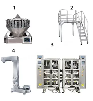 24 Heads Weigher High Speed Pillow Bag Packaging Machinery Vertical Granule Double Bagger Packing Machine