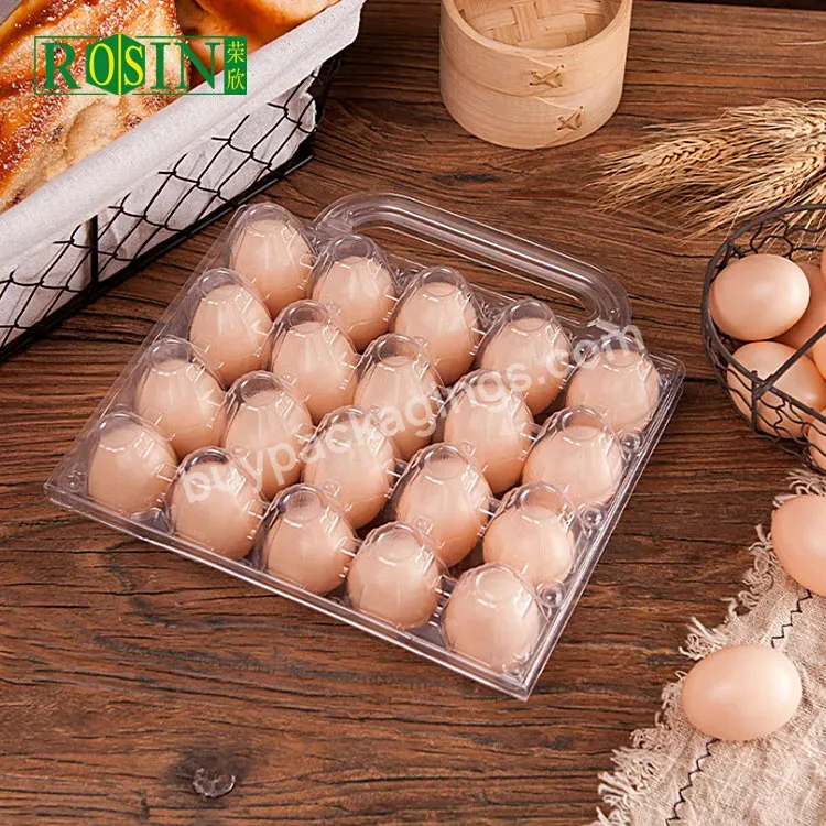 24 Holes Hand-held Design Egg Trays Clamshell Plastic Transparent Chicken Egg Tray For Eggs