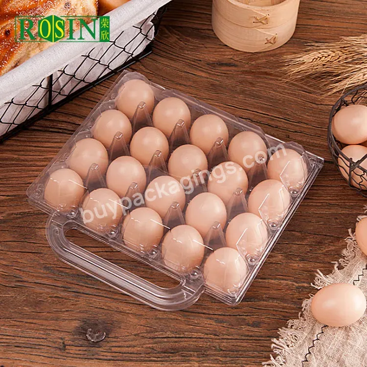 24 Holes Hand-held Design Egg Trays Clamshell Plastic Transparent Chicken Egg Tray For Eggs