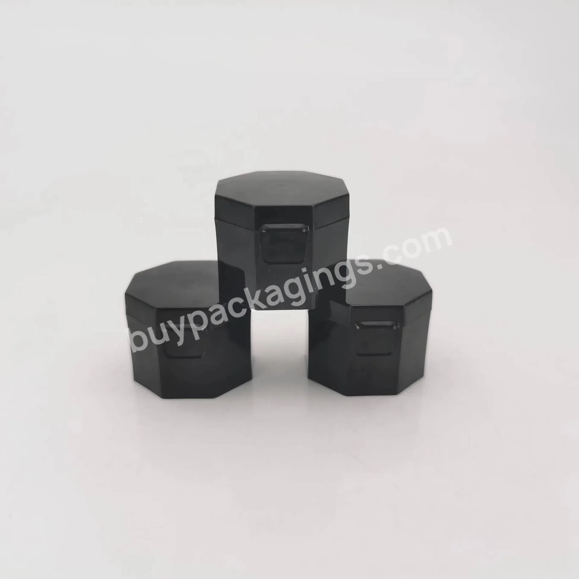 24/410 24mm Shiny Glossy Black Octagonal Flip Top Cap For Diamond Shaped Cosmetic Plastic Bottle