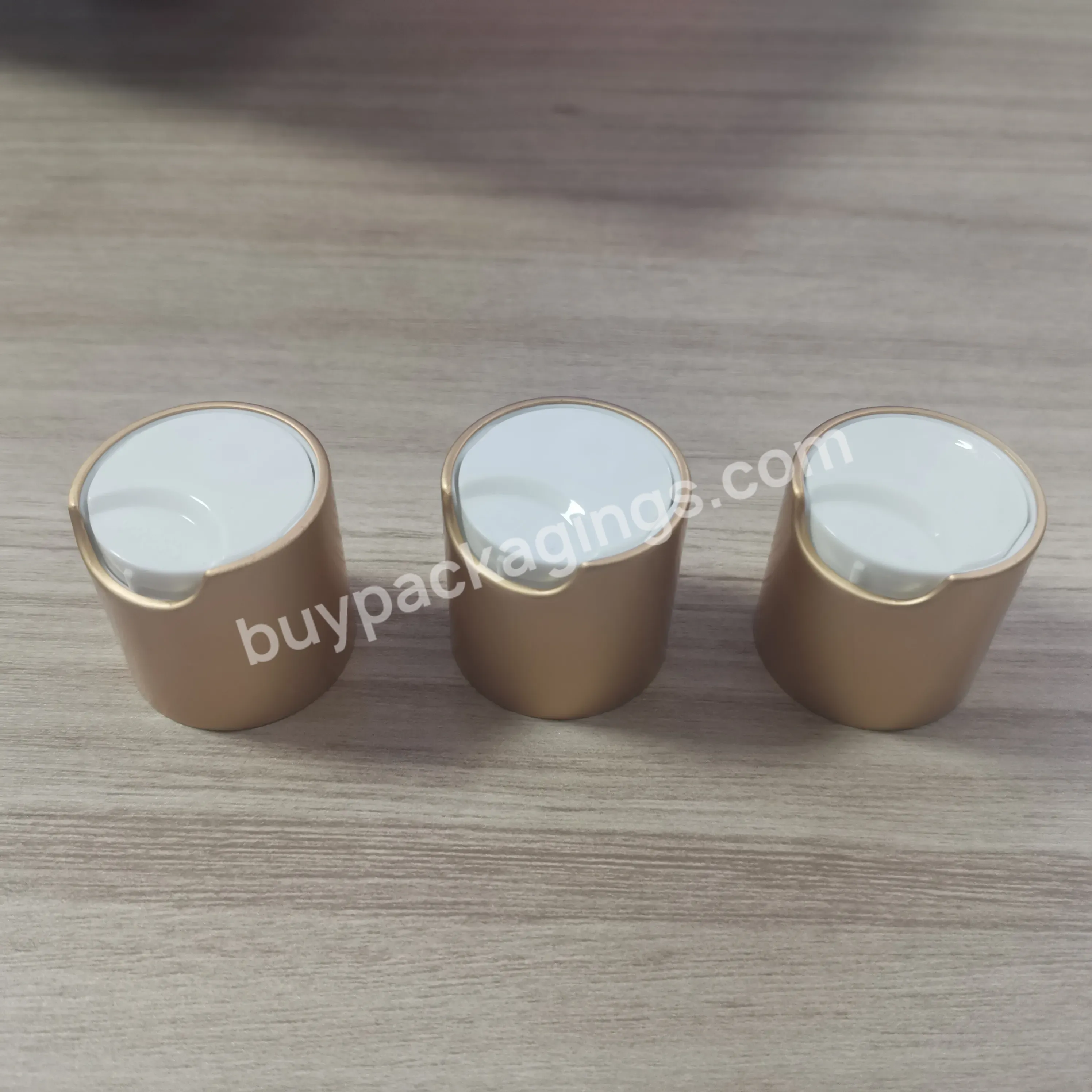 24/410 28/410 Aluminum Spray Cap Plastic Press Cap Gold Disc Top Cap For Skin Care Bottle