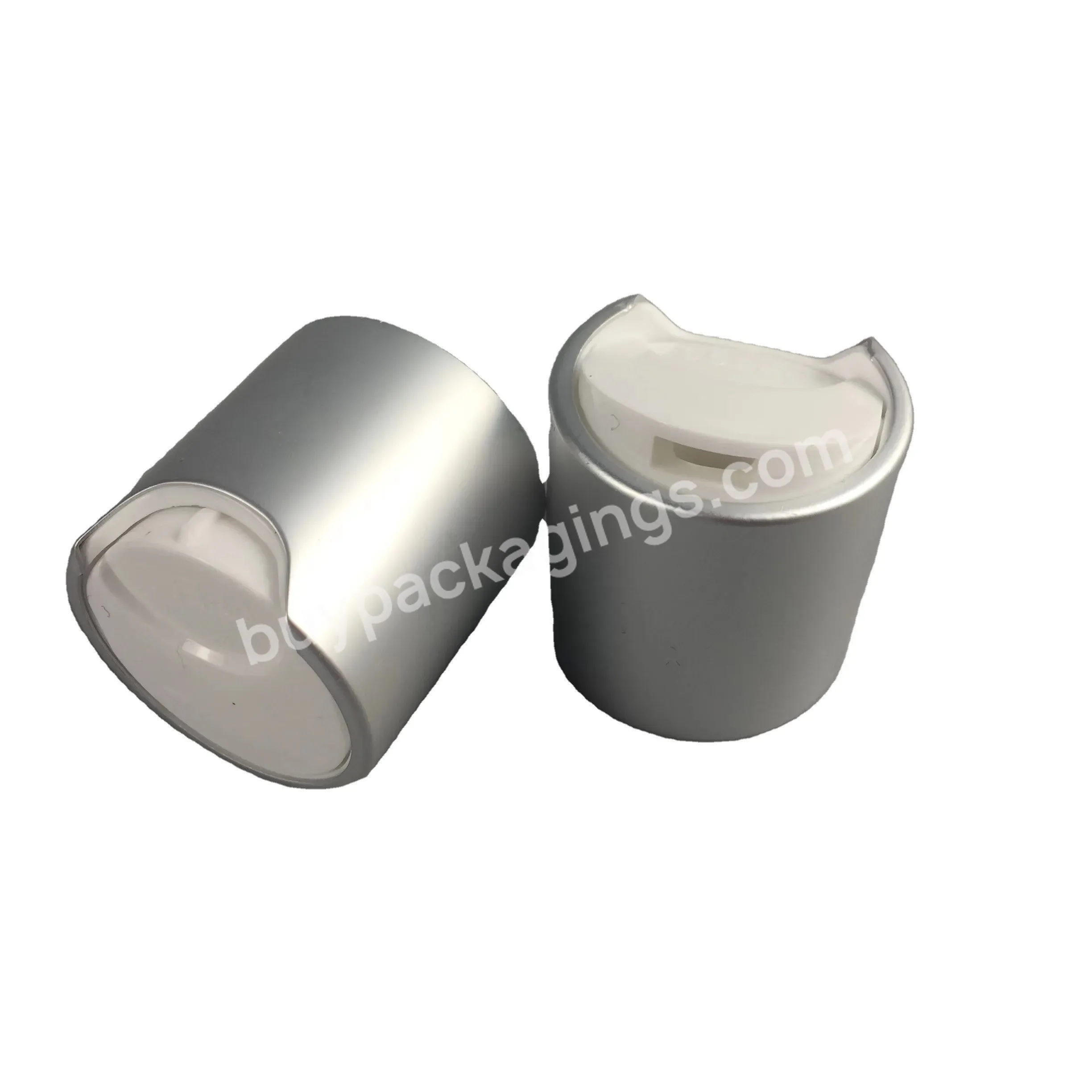 24/410 28/410 Matte Silver Aluminum Disc Lid With White Press Top - Buy 24/410 Matte Silver Aluminum Disc Lid,Disc Top Cap White,Aluminum Cap For Shampoo Bottle.