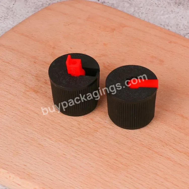 24/410 Black Red Plastic Turret Flip Top Cap Battery Cover For Pet Bottle