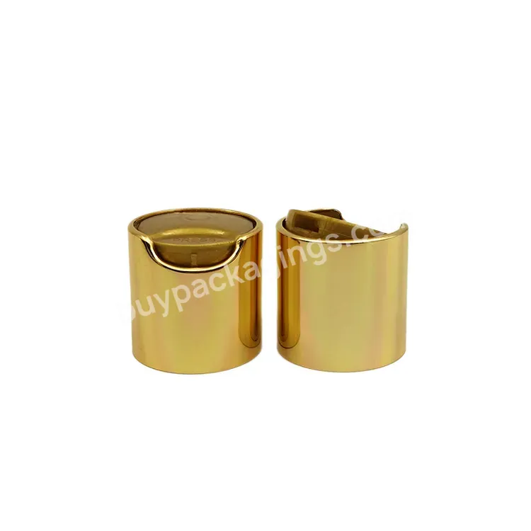 24/410 Gold Aluminum Cap Plastic Press Cap Silver Gold Disc Top Cap Tube Gold Tops 24/410 Customized Lid Factory Manufacturer