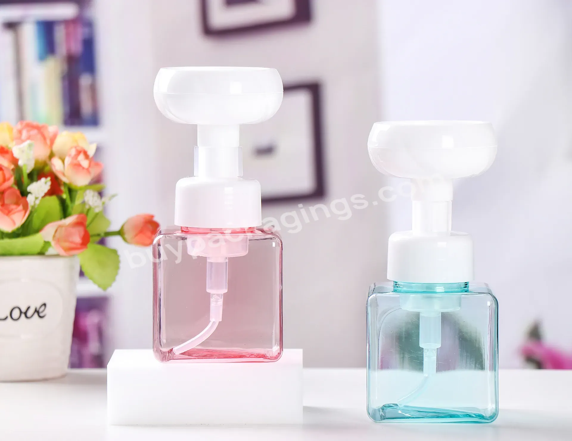 250/450/650ml Hot Sale Press Type Body Wash Bottle Mousse Hand Sanitizer Plastic Separate Bottle Foam Flower Sparkling Bottle