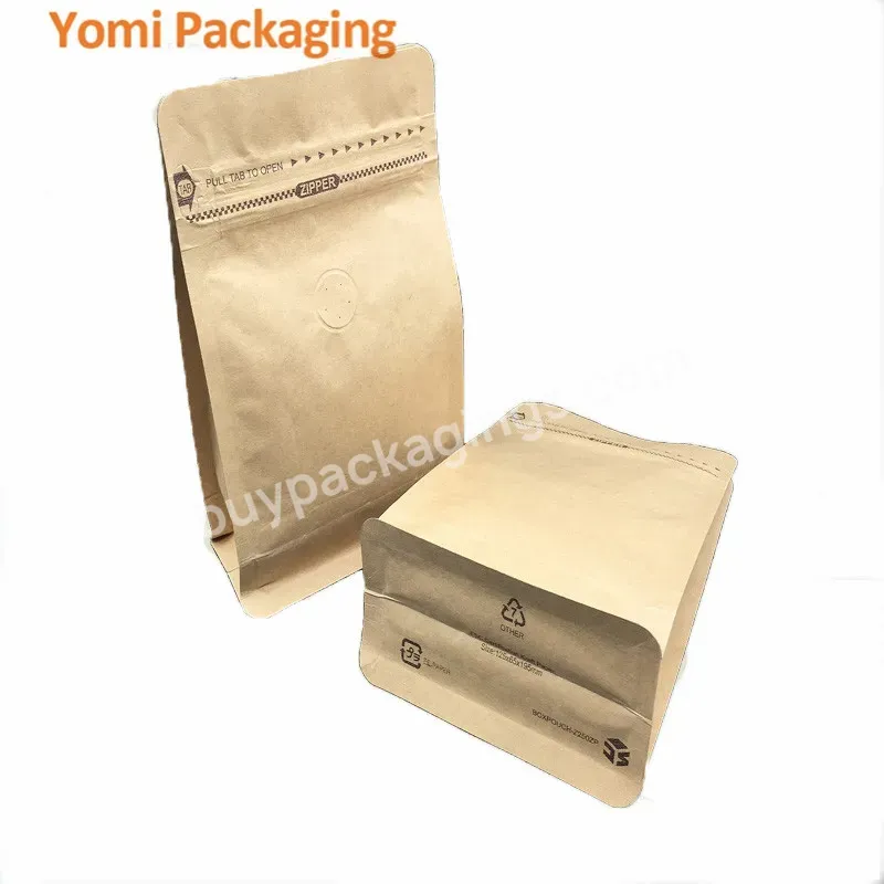 250g 340g 1000g 2oz 4oz 12oz 5lb Gusset Flat Bottom Kraft Paper Coffee Bag With Valve