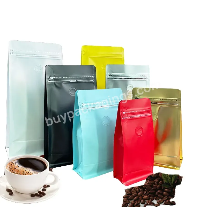 250g 340g 500g 1kg 10000g 2.5kg Black Flat Bottom Aluminum Foil Coffee Bean Bag Packaging Bolsas Para Empaque De Cafe With Valve