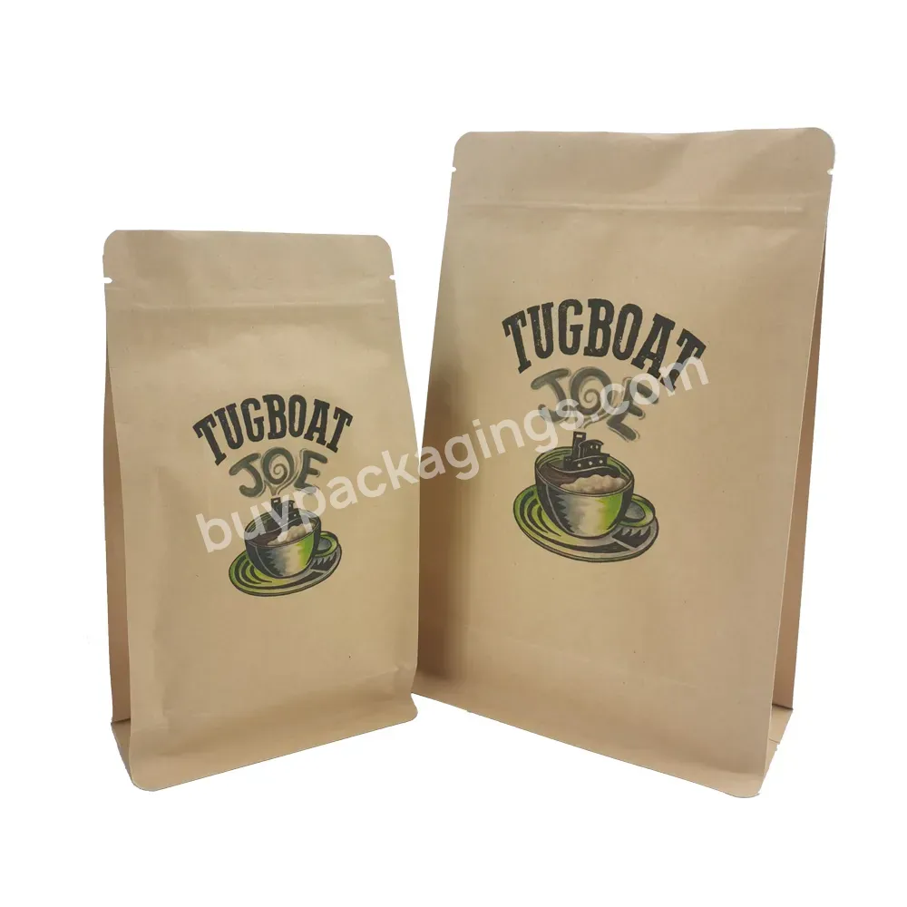 250g 500g 1kg Low Moq Logo Printed Food Packaging Kraft Paper Box Pouch Coffee Zipper Bag With Valve