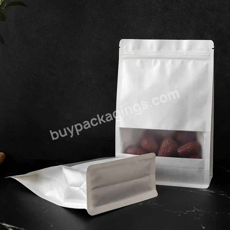 250g 500g 1kg Stand Up Kraft Paper Flat Bottom Pouches For Food Powder
