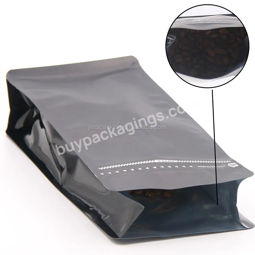 250g Wholesale Custom Printed Black Side Gusset Stand Up Pouch Ziplock With Valve Zipper Flat Block Bottom Coffee Packaging Bag