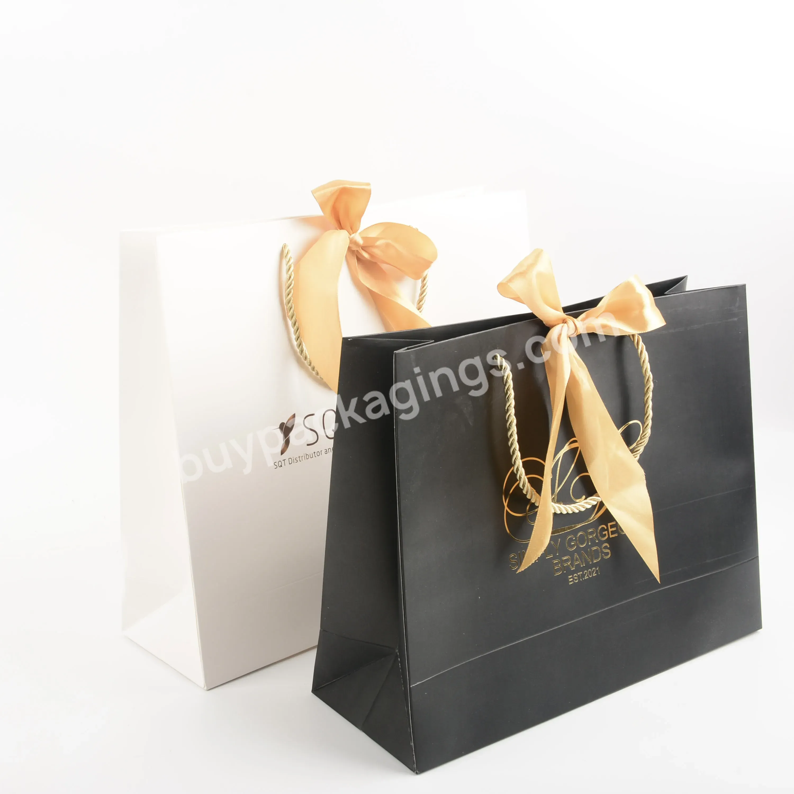 250gms 3d Metal Gift Paper Bag Paper Bag In Black Personalized Shopping Bag Paper Print Silver