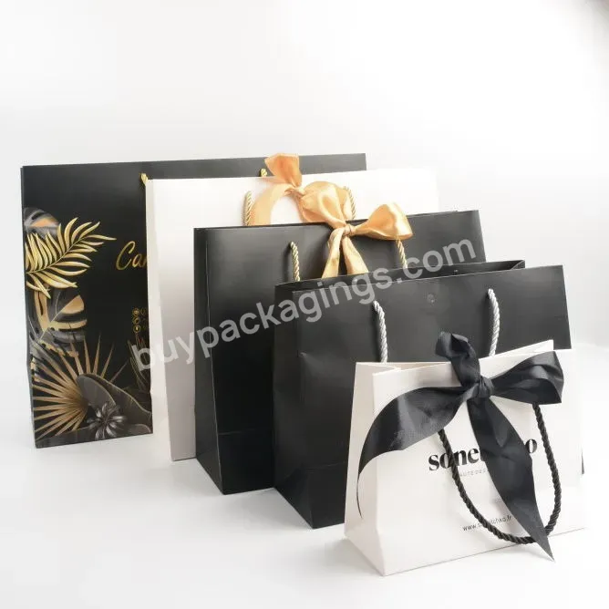 250gms 3d Metal Gift Paper Bag Paper Bag In Black Personalized Shopping Bag Paper Print Silver