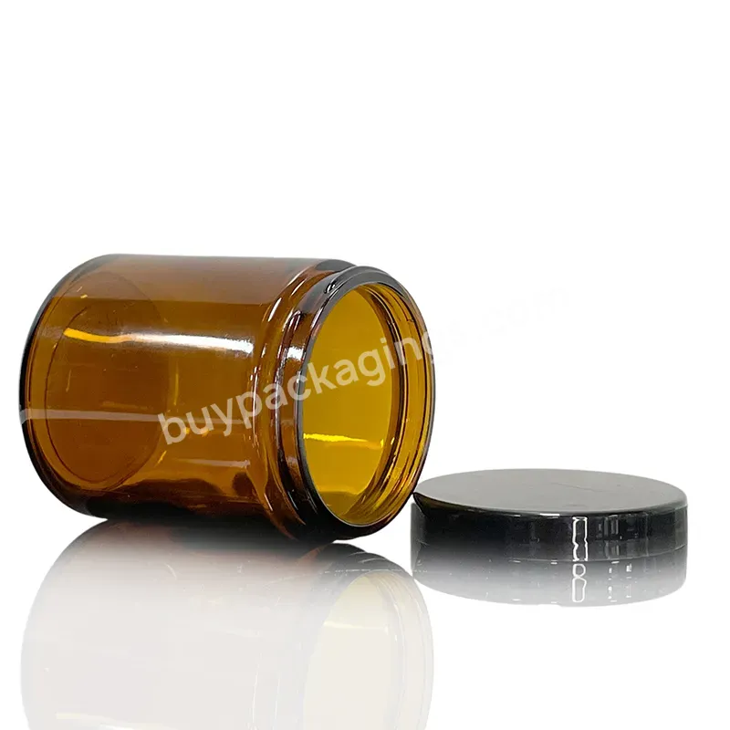 250ml 250g 8oz Amber Brown Glass Straight Sided Round Cosmetic Cream Jar With Silver Metal Lid - Buy 8 Oz Cosmetic Jar,Amber Glass Cosmetic Jar,Cosmetic Glass Jar With Lid.