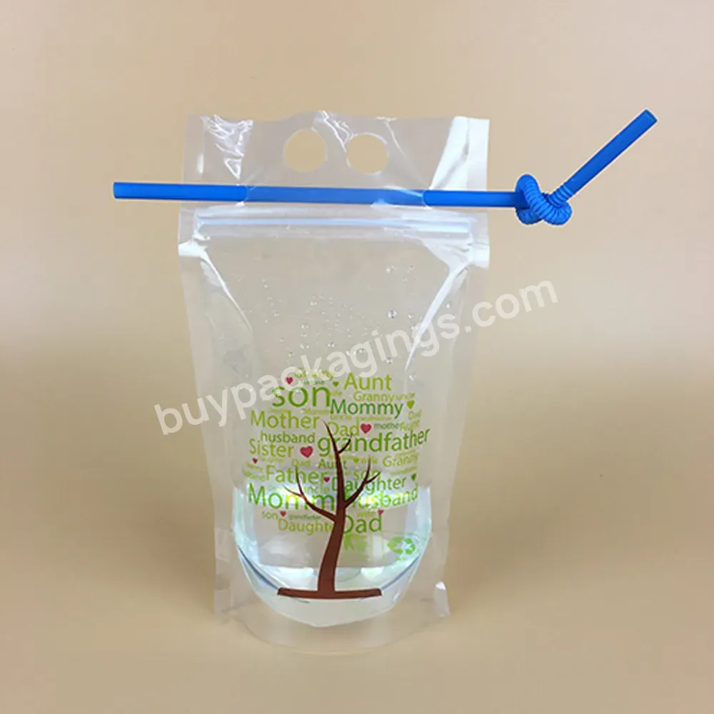 250ml 300ml 400ml 500ml 750ml Matte Surface Plastic Clear Cold Drink Straw Stand Up Pouch With Zipper